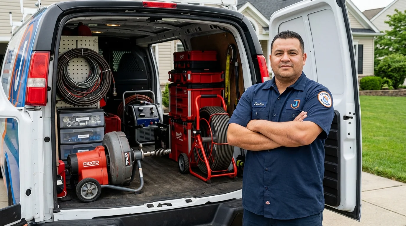 Professional drain cleaning equipment and Johns Plumbing LLC plumber in Argyle