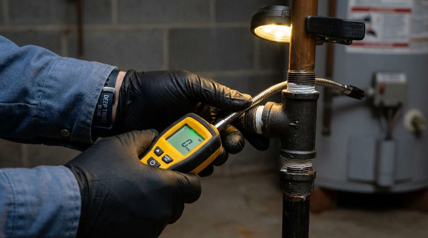 Gas leak detection with electronic sniffer by Johns Plumbing LLC in Argyle